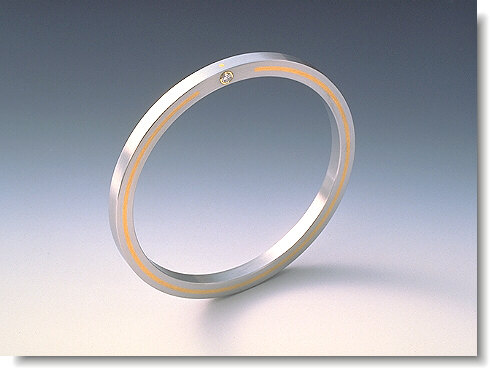 stainless steel bangle with 24K gold inlay